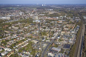 Aerial view, residential area, local view around Dortmunder Straße, Lünen, Ruhr area, North