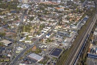 Aerial view, residential area, local view around Victoriastraße Bundesstra0e B54, Lünen, Ruhr area,