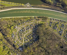 Aerial view, KGV allotment garden association, Mühlenwinkel e.V. am Datteln-Hamm-Kanal, Horstmar,