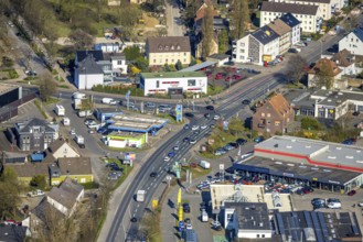 Aerial view, ARAL petrol station at the intersection of Dortmunder Straße and