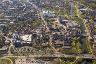 Aerial view, local view pedestrian zone Lange Straße, shopping centre at Christinentor with office