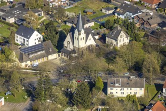 Aerial view, evang. Christuskirche, Horstmar, Lünen, Ruhr area, North Rhine-Westphalia, Germany,