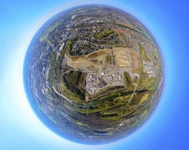 Aerial view, brownfield area Landschaftspark Viktoria Westfaliastraße for planned IGA 2027 and