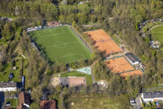 Aerial photo, football stadium SG Gahmen 24/74 e.V. sports field and tennis courts TG Gahmen e.V.,