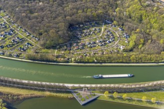 Aerial view, Horstmarer See and Datteln-Hamm Canal inland navigation, KGV Mühlenwinkel e.V.