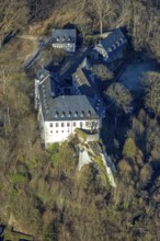 Aerial view, Bilstein Castle, youth hostel and historical sight, Bilstein, Lennestadt, Sauerland,