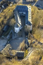 Aerial view, Bilstein Castle, youth hostel and historical sight, Bilstein, Lennestadt, Sauerland,