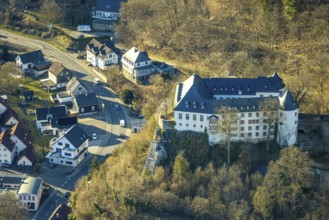 Aerial view, Bilstein Castle, youth hostel and historical sight, Bilstein, Lennestadt, Sauerland,