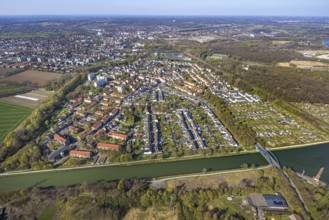Aerial view, residential area, local view, district Osterfeld, miners' housing estate Am Kanal,