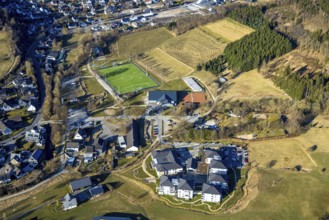 Aerial view, TRACTO-Sportpark Saalhausen football stadium, construction site, below WohnGut