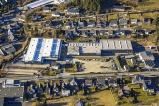 Aerial view, industrial estate with TRACTO-TECHNIK GmbH, Winterberger Straße, Saalhausen,