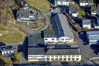Aerial view, commercial area Hunold-Rumpstraße with PBS Pipe Bending Systems, Oedingen, Lennestadt,
