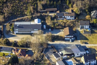 Aerial view, Schützenhalle Oedingen Schützenhaus, Oedingen, Lennestadt, Sauerland, North