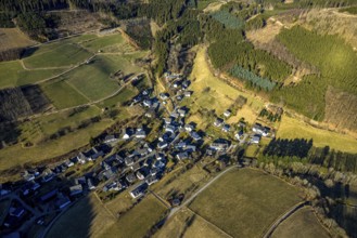 Aerial view, monastery church of Maria Königin grammar school, Altenhundem, Lennestadt, Sauerland,