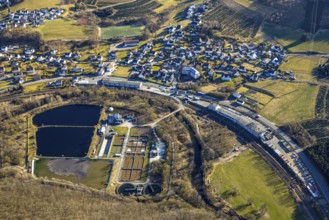 Aerial view, sewage treatment plant Maumke at the federal road B236, Bonzel, Lennestadt, Sauerland,