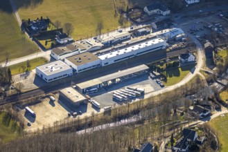 Aerial view, commercial area with Bender Armaturen GmbH, Theten, Lennestadt, Sauerland, North