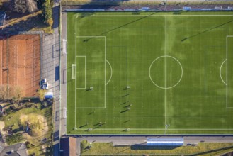 Aerial photo, football stadium sports field Elspe, Elspe, Lennestadt, Sauerland, North