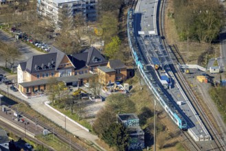 Aerial view, station building, S-Bahn at Lünen main station, Lünen, Ruhr area, North