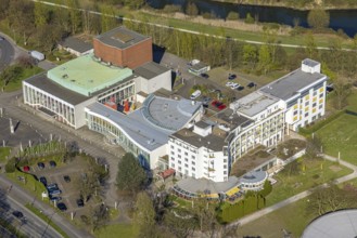 Aerial photo, Heinz-Hilpert-Theater, Hansesaal and Ringhotel Am Stadtpark, Lünen, Ruhr area, North