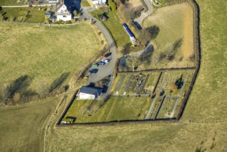 Aerial view, view of Oberelspe with cemetery Halberbracht, Halberbracht, Lennestadt, Sauerland,