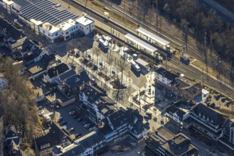 Aerial view, Lennestadt-Altenhundem railway station and platforms, ZOB bus station, Altenhundem,