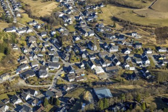 Aerial view, residential area town centre with catholic church St. Katharina Heinsberg,