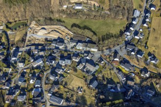 Aerial photo, construction site, construction area at the State Office for Nature, Environment and