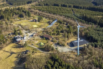 Aerial view, Panorama Park Sauerland, amusement park with attractions, Wellenreiter Rutsche,