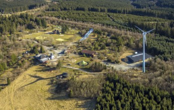 Aerial view, Panorama Park Sauerland, amusement park with attractions, Wellenreiter Rutsche,