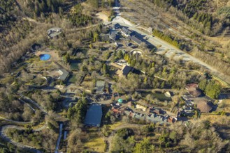 Aerial view, Panorama Park Sauerland, amusement park with attractions, Rinsecke, Kirchhundem,