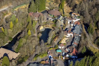 Aerial view, Panorama Park Sauerland, amusement park with attractions, Rinsecke, Kirchhundem,