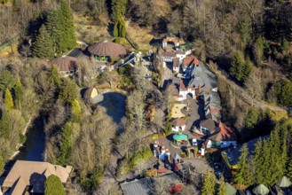 Aerial view, Panorama Park Sauerland, amusement park with attractions, Rinsecke, Kirchhundem,