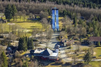 Aerial view, Panorama Park Sauerland, amusement park with attractions, Wellenreiter Rutsche,