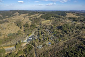 Aerial view, Panorama Park Sauerland, amusement park with attractions, Rinsecke, Kirchhundem,