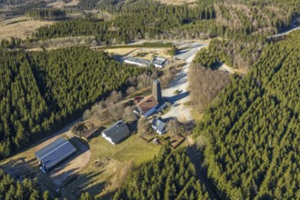 Aerial photo, Rhein-Weser-Turm, restaurant and mountain inn with observation tower, Oberhundem,