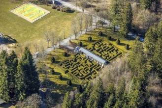 Aerial view, Panorama Park Sauerland, leisure park with attractions, park maze, Rinsecke,