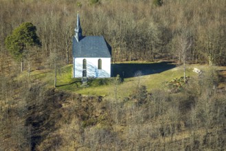 Aerial view, Heilig-Kreuz-Kapelle im Wald, Herrntrop, Kirchhundem, Sauerland, North