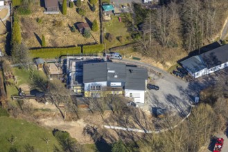 Aerial view, commercial area Würdinghausen, Kirchhundem, Sauerland, North Rhine-Westphalia,