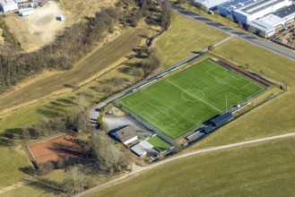Aerial photo, football stadium sports ground SV Rahrbachtal 1989 e.V., Rahrbach, Kirchhundem,