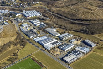Aerial view, commercial area In der Welsmicke with Mennekes factory - manufacturer of electronic