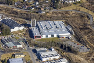 Aerial view, commercial area In der Welsmicke with Mennekes factory - manufacturer of electronic