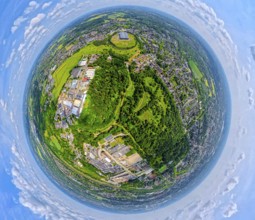 City forest Im Uhlenbruch, residential area Sodingen with academy Mont-Cenis and tree avenue