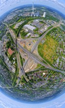 Motorway junction Herne major construction site, motorway A42 and motorway A43, STEAG cogeneration