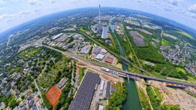 STEAG cogeneration plant Herne at the Rhine-Herne canal, left the motorway junction Herne large