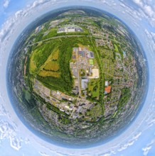 Residential area local view Wanne with colliery Pluto and mountain dump Pluto-Wilhelm landscape