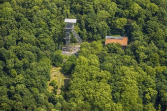 Aerial view, KunstWald Teutoburgia with winding tower of the former colliery Teutoburgia Schacht 1,