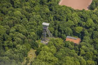 Aerial view, KunstWald Teutoburgia with winding tower of the former colliery Teutoburgia Schacht 1,