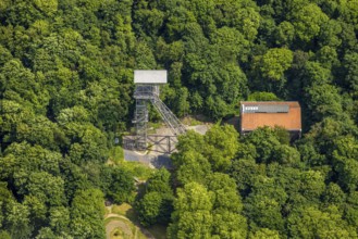 Aerial view, KunstWald Teutoburgia with winding tower of the former colliery Teutoburgia Schacht 1,