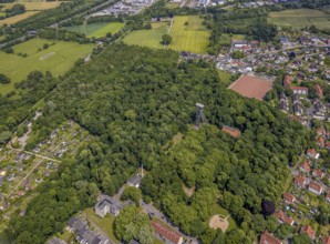 Aerial view, KunstWald Teutoburgia with winding tower of the former colliery Teutoburgia Schacht 1,
