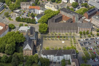 Aerial view, town hall and community centre Friedrich-Ebert-Platz, Herne-Mitte, Herne, Ruhr area,